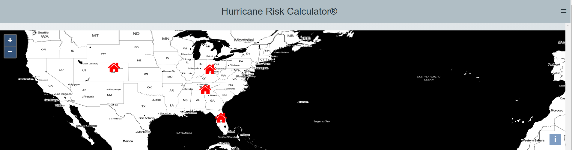 Graphic showing multiple addresses on the storm information page of the web app